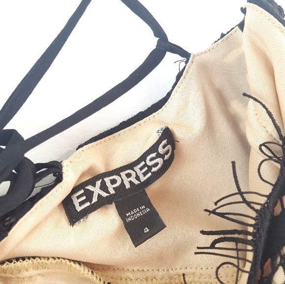 Express • Black Open-Back Strappy Lace Romper - Picture 5 of 7